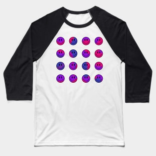 Mini Smiley Faces Bundle - Bisexual Pride Baseball T-Shirt